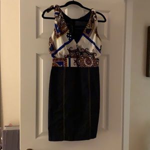 Dress with denim skirt